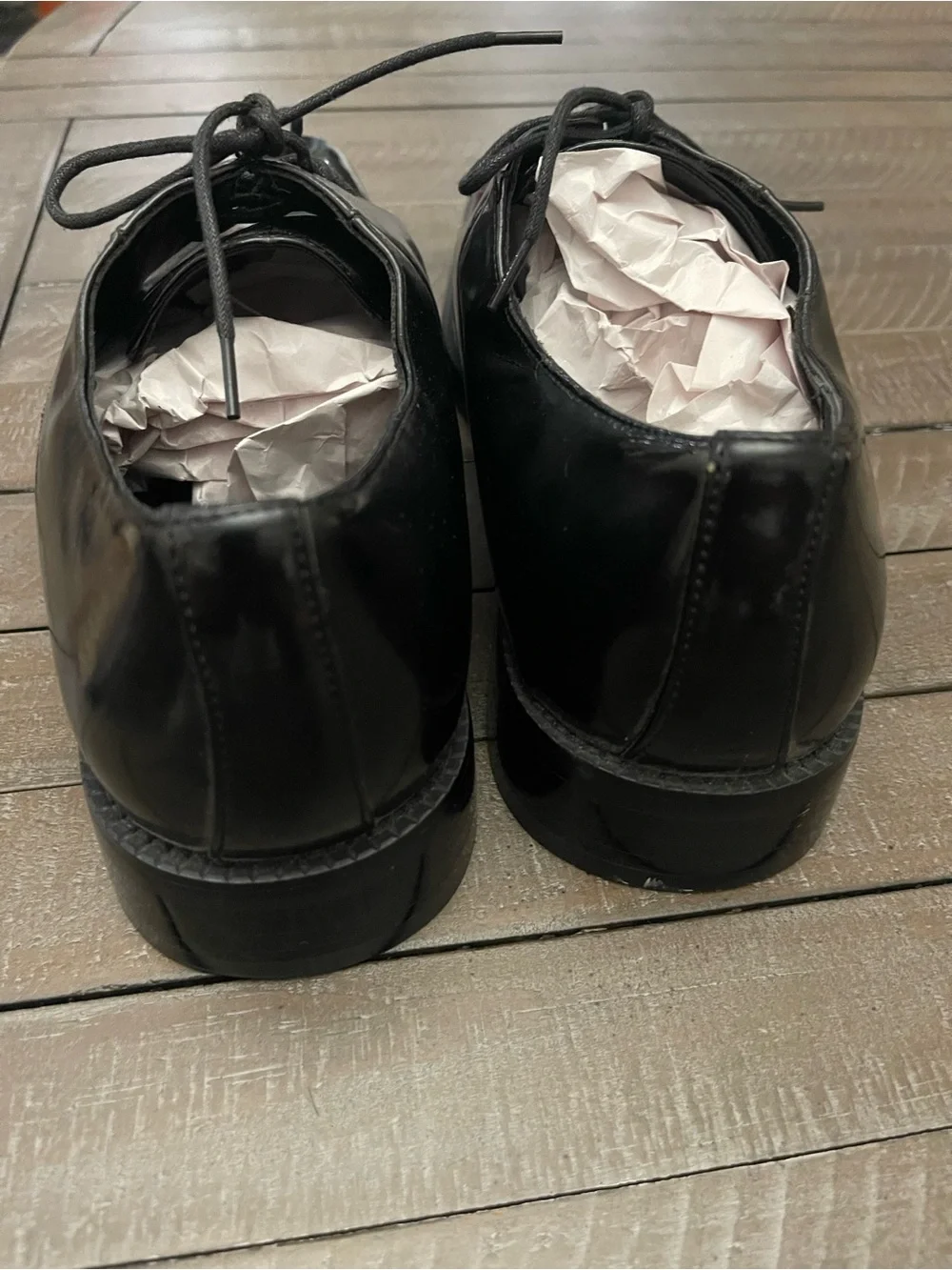 Stafford Black Patent Lace-Up Oxfords